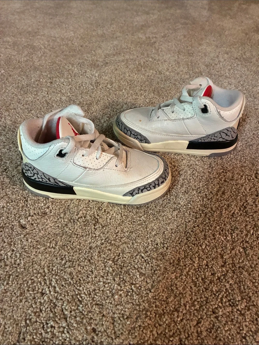 Nike Air Jordan 3 Retro White Cement Kids Sneakers Size 8C